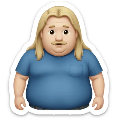 white boy fat with long dirty blond hair with big lips and long nose with super fat neck and big ears with long arms and fat body  sticker