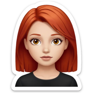 una chica maquillada con el pelo liso y pelirrojo sticker