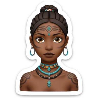 tribal girl Tattooed, empty neck sticker