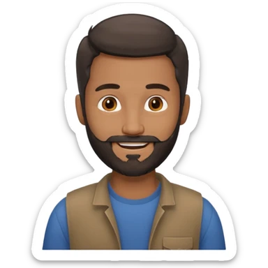 give my dad a grandpa look but beard mixed with grey and black , very low hair on head brown in complexion, casual clothes sticker