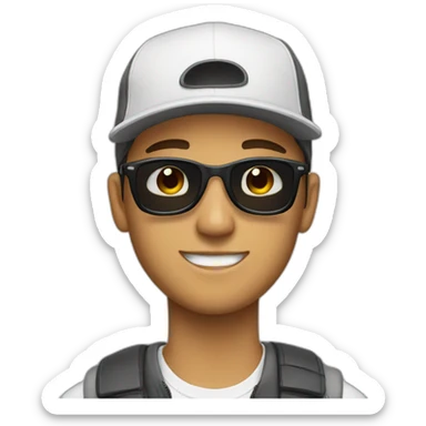 white young man with a cap and sunglasses  sticker