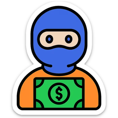 A boy in a balaclava with money sticker