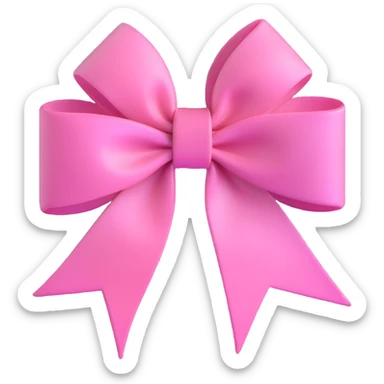 3D emoji style pink bow with frosted glass effect sticker