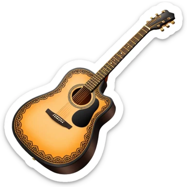 acoustic sunrise color guitar with black lacy-details sticker