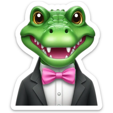 Crocodile with a pink bow tie sticker