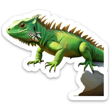 cinematic-iguana-realistic-full-body-basking-emoji,-long-scaly-body-stretched-out-on-a-sunlit-rock,-spiny-ridge-running-down-its-back,-textured-green-and-brown-skin-dappled-with-light,-sharp-intelligent-eyes-studying-the-surroundings,-long-tail-draped-over-the-stone,-simplified-yet-realistic-focused-features,-highly-detailed,-glowing-with-a-warm-tropical-glow

 sticker