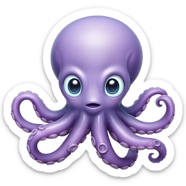 Cinematic Noble Baby Octopus Portrait Emoji, Poised and graceful, with a soft, rounded, slightly translucent body in a dreamy light blue-purple hue, large, glistening eyes full of quiet intelligence and mystery, delicate, flowing tentacles curling gently, Simplified yet sophisticated features, highly detailed, glowing with a soft, ethereal oceanic radiance, high shine, elegant and serene, stylized with an air of deep-sea wonder, focused and tranquil, soft glowing outline, capturing the essence of an otherworldly, intelligent little cephalopod, floating effortlessly in the gentle ocean currents! sticker