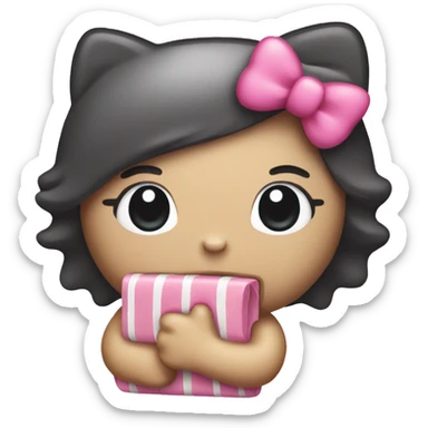 Hello kitty holding a pink puff bar sticker