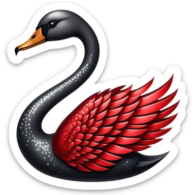 black and red shiny sparkly gothic swan sticker