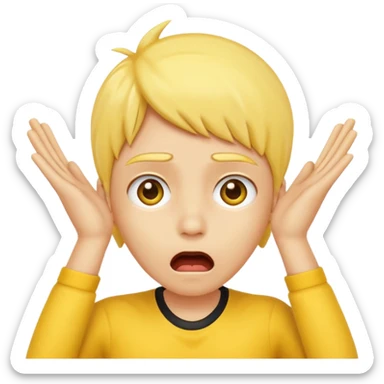 Shocked face hands on head 2d yellow face  sticker