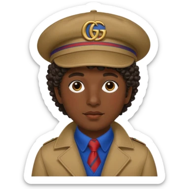 Menino Moreno com cabelo cacheado de boné da gucci  sticker