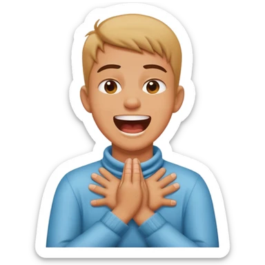 A person crossing their hands, choking their neck while laughing, looking mad sticker