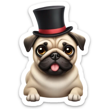 Pug in top hat sticker