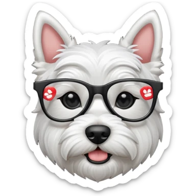 Westie Dog with all black glasses sticker