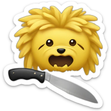 Yellow yorkshire with a knife in the mouth sticker