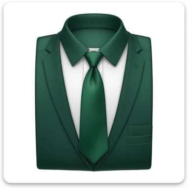 men's dark green tie on white shirt, minimalism, no emojis or faces, iOS emoji style sticker