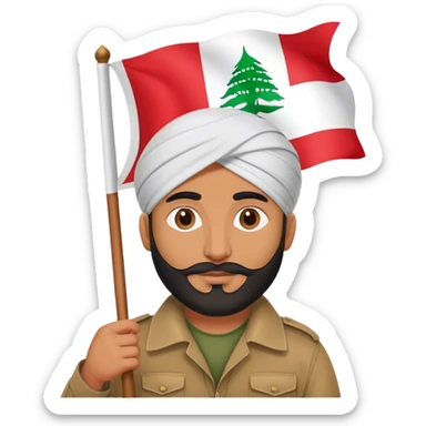 punjabi man holding lebanese flag sticker