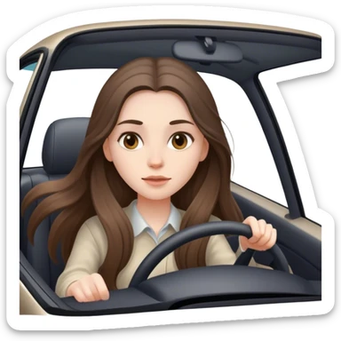 beautiful pale brunette girl with long hair driving car sticker