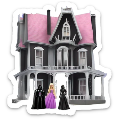 Darth Vader and Barbie’s very dusty old disturbing disgusting ghostly very haunted horror dream house mansion  sticker