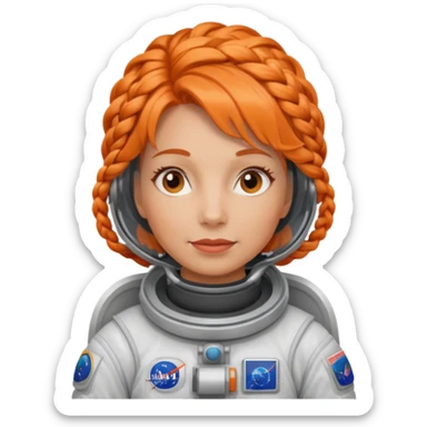 Astronauts, Middle-age, female, orange braided hair sticker