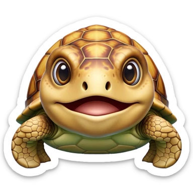 Cinematic Comical Sea Turtle Portrait Emoji, Head tilted dramatically with an exaggeratedly amused expression, featuring a boldly patterned, domed shell and wide, comically expressive eyes full of playful disbelief, Simplified yet hilariously expressive features, highly detailed, glowing with a slightly sassy oceanic glow, high shine, dramatic yet playful, stylized with an air of cheeky marine mischief, soft glowing outline, capturing the essence of a meme-worthy sea turtle that looks ready to glide its way into viral fame! sticker