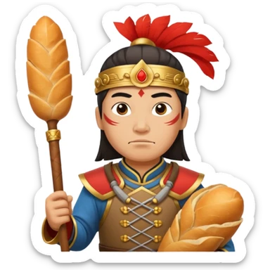 chinese ancient warrior with baguette sticker