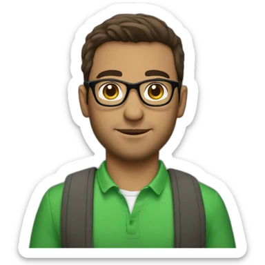 Arab gay man with glasses holding and brown hair wearing green sticker