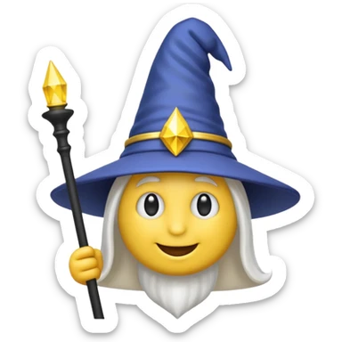 Einen Gelben Emoji mit zauber hut und schwartz weißen zauberstab sticker