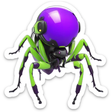 Ants 3D color lemon green and purple neon streetwear cybertech smart Futuristic cyber AR/VR point from him up doing a moonwalker sticker