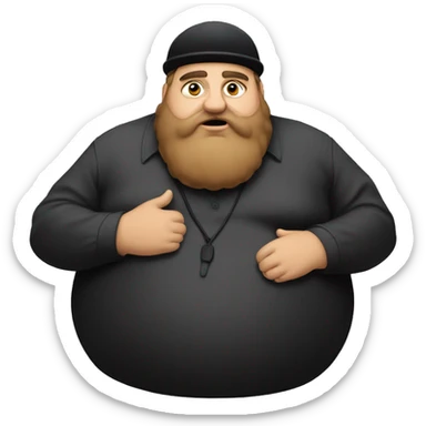 Fat Jewish man in 30s wearing black hat debating beautiful Indian man sticker
