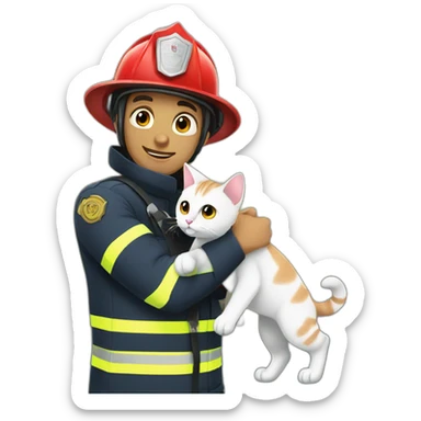 Firefighter rescuing cat sticker