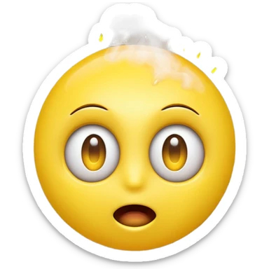 Yellow emoji face with eyes popping out like a spring, steam coming from ears, extreme shock, 3D glossy texture, vibrant colors." sticker