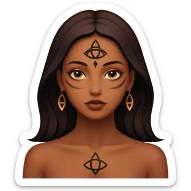 Dark oil traced over woman’s skin forming occult symbols, sensual devotion sticker