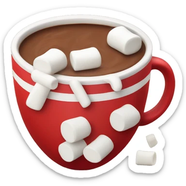red mug of hot chocolate with marshmallows sticker