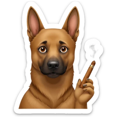 Perro belga malinois con un cigarro sticker