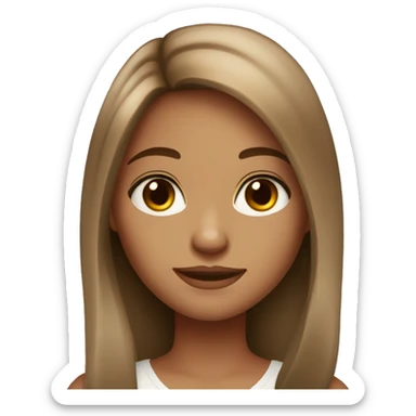 fair medium tan skin girl with hazel eyes and brown long hair  sticker