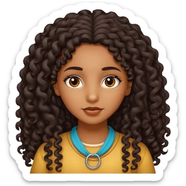 North african girl with long curly hair  sticker