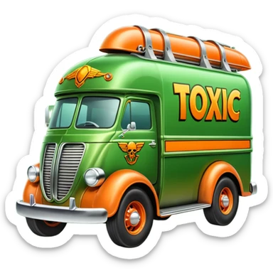 Heroic SuperBug Ron’s toxic-oozing exterminator thorax superminator antique tall moving van hot rod(motto: Pay us to kill ’em) sticker
