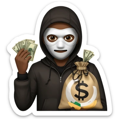 Ladrão com saco de dinheiro emoji eveito Mandela sticker