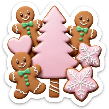 christmas gingerbreads pastel pink sticker