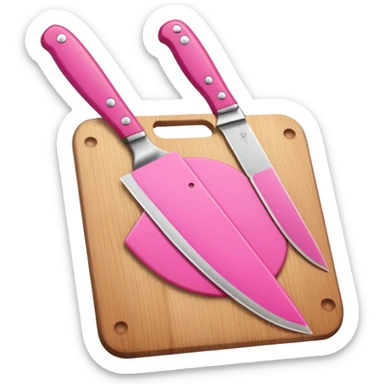 a cutting board with pink knife in pocket sticker