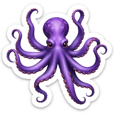 octopus floating in water, viewed from underneath, arms spread out in every direction, mouth and underside visible, head facing away from viewer sticker