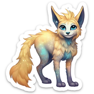 Cool cute Kawaii edgy ethereal futuristic modern epic fantasy animal sparkle fursona Fionbri creature by griffsnuff & LiLaiRa & Falvie full body sticker