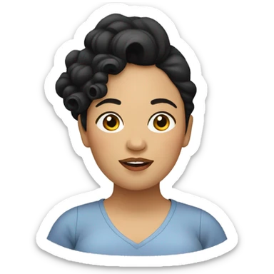 Southeast Asian woman, overweight, with black wavy curls. sticker