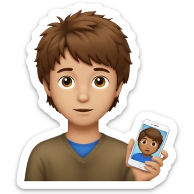 emoji ios brown haired boy portrait have shaggy sticker
