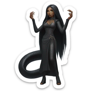 Gothic snakewomen with long hair , full body sticker