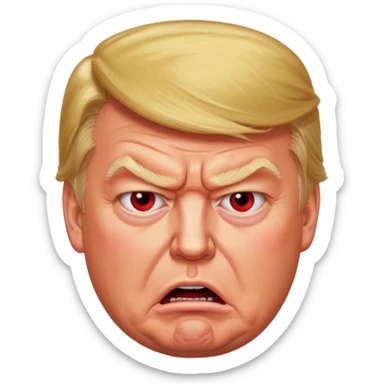Donald Trump is vey furious. Red with anger. photorealistic sticker