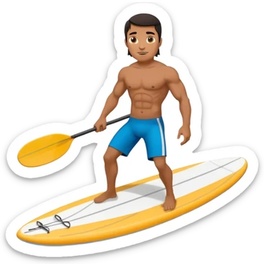 Paddle boarding Dark haired muscular Mexican surfer sticker