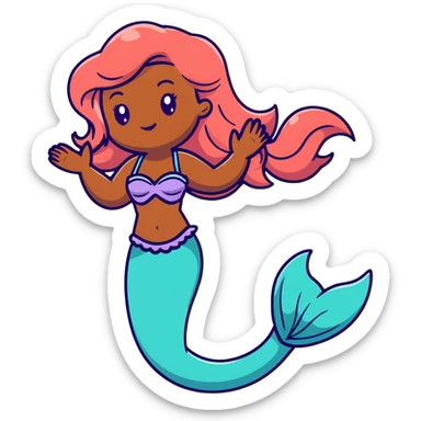 full body black mermaid with dark skin and fish tail sticker