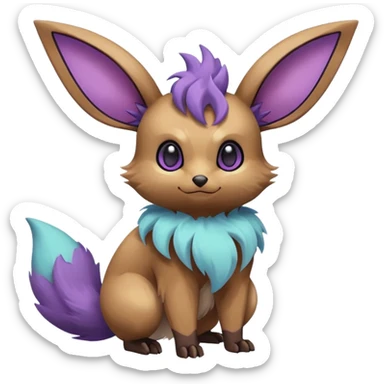 Rare exotic cute epic aestheti-Eevee-Noibat-species-Fakemon-hybrid-creature, with markings, full body sticker
